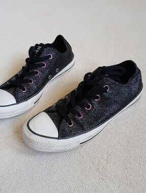 converse ♡ glitter all star low top sneakers woman's 6 alt grunge sparkle pop
